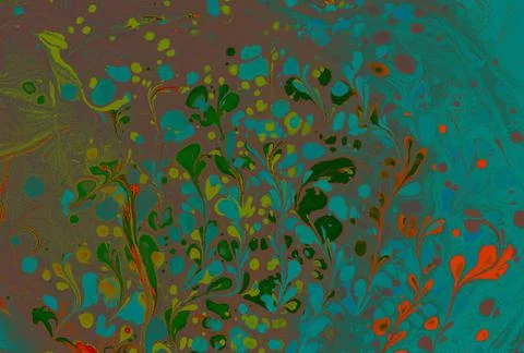 Abstract marble floral pattern texture. Traditional art of Ebru marbling Stock Photos