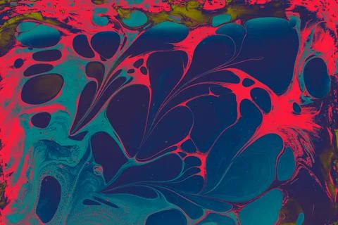 Abstract marble floral pattern texture. Traditional art of Ebru marbling Stock Photos