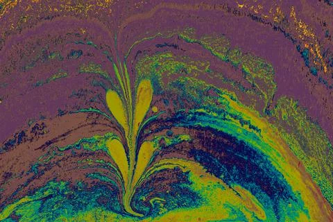 Abstract marble floral pattern texture. Traditional art of Ebru marbling Stock Photos