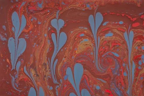 Abstract marble floral pattern texture. Traditional art of Ebru marbling Stock Photos