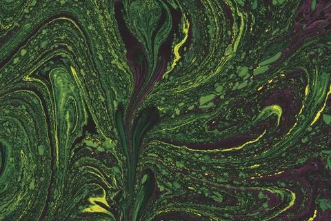 Abstract marble floral pattern texture. Traditional art of Ebru marbling Stock Photos