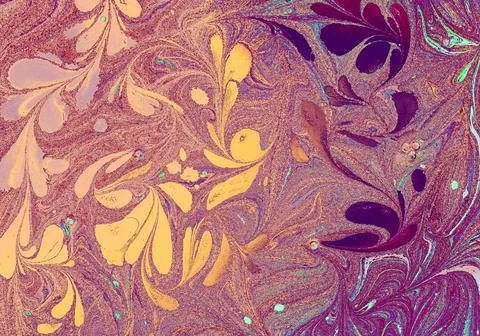 Abstract marble floral pattern texture. Traditional art of Ebru marbling Stock Photos