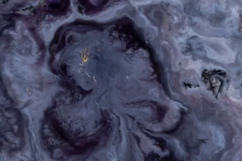 Abstract Marble Fluid Art With Dark Purple, Black and White Ink Swirls and Te Stock Illustration