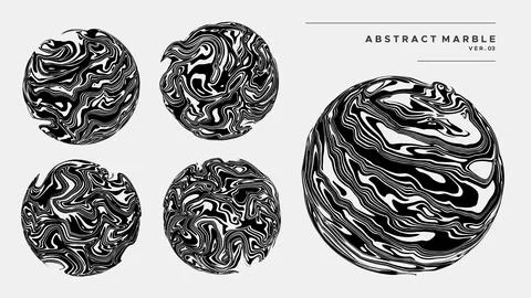 Abstract marble globe design template set. Modern fluid marble illustration. Stock Illustration