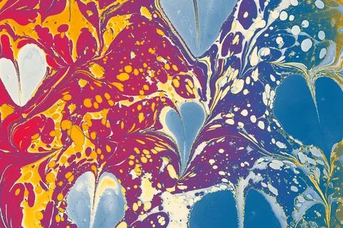 Abstract marble heart pattern texture. Traditional art of Ebru marbling 스톡 일러스트