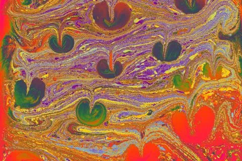 Abstract marble heart pattern texture. Traditional art of Ebru marbling. 写真素材