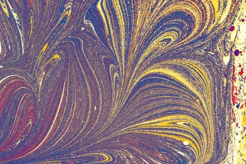 Abstract marble heart pattern texture. Traditional art of Ebru marbling. Stock Photos