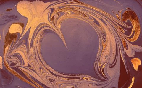 Abstract marble heart pattern texture. Traditional art of Ebru marbling. 写真素材