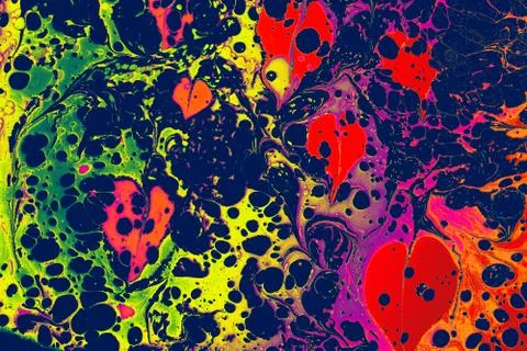 Abstract marble heart pattern texture. Traditional art of Ebru marbling. 写真素材