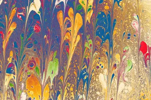 Abstract marble heart pattern texture. Traditional art of Ebru marbling. Stock Photos