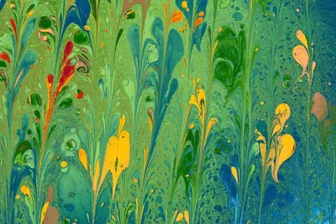 Abstract marble heart pattern texture. Traditional art of Ebru marbling. Stock Photos