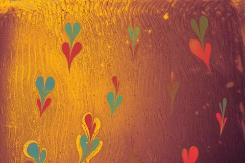 Abstract marble heart pattern texture. Traditional art of Ebru marbling. 写真素材