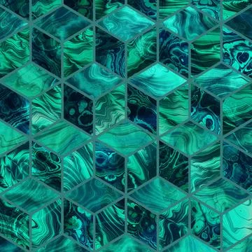 Abstract Marble mosaic tiles texture. Cubes mosaic tiles. Fractal digital A.. Stock Illustration