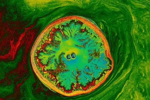 Abstract marble pattern with circle. Traditional art of Ebru marbling Stock Illustration