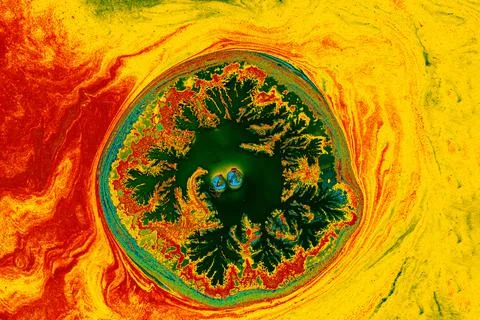 Abstract marble pattern with circle. Traditional art of Ebru marbling Stock Illustration