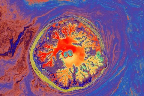 Abstract marble pattern with circle. Traditional art of Ebru marbling Stock Photos