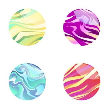 Abstract marble pattern spheres set 스톡 일러스트