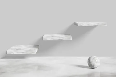 Abstract marble staircase pedestal display with box stand concept. Podium for Stock Illustration
