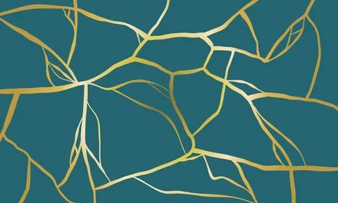 Abstract marble surface with golden kintsugi lines and elegant cracks. Luxu.. Stock Illustration
