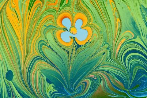 Abstract marble texture floral pattern . Traditional art of Ebru marbling Stock Illustration