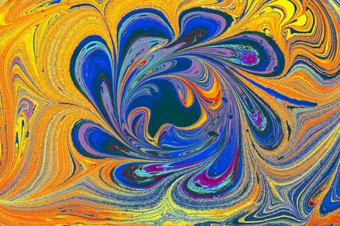Abstract marble texture floral pattern . Traditional art of Ebru marbling Stock Illustration