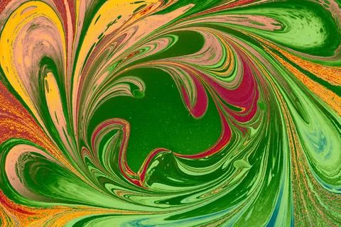 Abstract marble texture floral pattern . Traditional art of Ebru marbling Stock Illustration