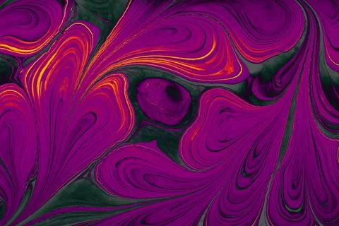 Abstract marble texture floral pattern . Traditional art of Ebru marbling Foto stock