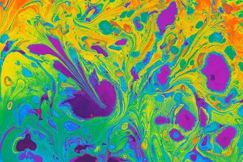 Abstract marble texture floral pattern . Traditional art of Ebru marbling Stock Photos