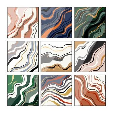 Abstract marble texture grid wall art designs Stock Illustration