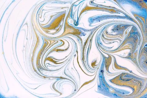 Abstract marble texture. Liquid light navy blue print pattern. Wave with gold 库存插图