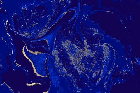 Abstract Marble Vector Blue and Gold Background. Stock Illustration