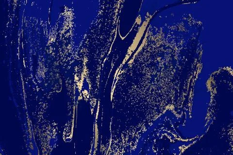 Abstract Marble Vector Blue and Gold Background. Stock Illustration