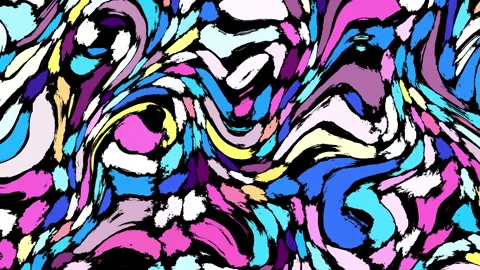 Abstract marbled acrylic paint ink painted waves painting texture colorful loop Stock Footage 337111724