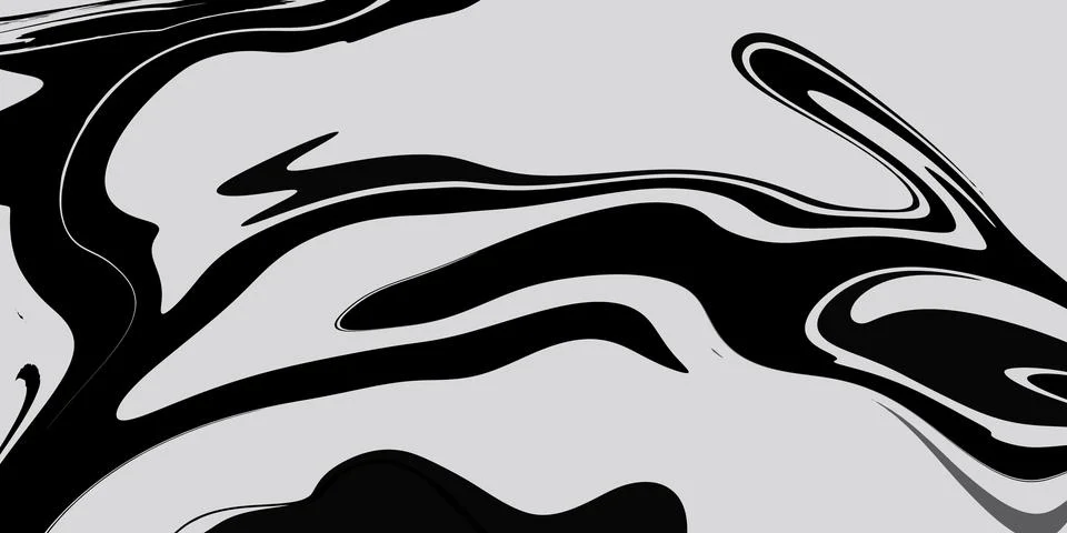 Abstract marbled liquid wave black and white graphic design texture. Stock Illustration