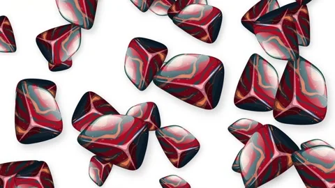 Abstract Marbled Red and Black Geometric Shapes Falling on White Background Stock Footage 344831333