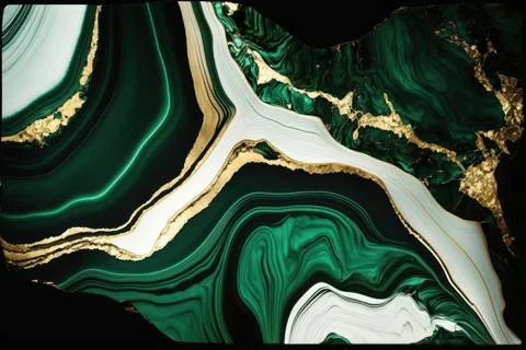 Abstract marbled texture dark green and white marble with golden veins arti.. Stock Illustration