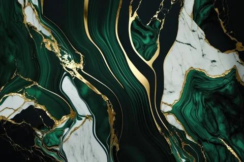 Abstract marbled texture dark green and white marble with golden veins arti.. 스톡 일러스트