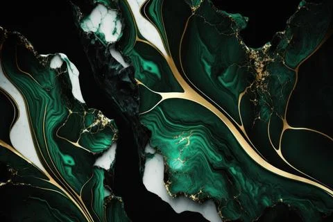 Abstract marbled texture dark green and white marble with golden veins arti.. Illustrazione stock