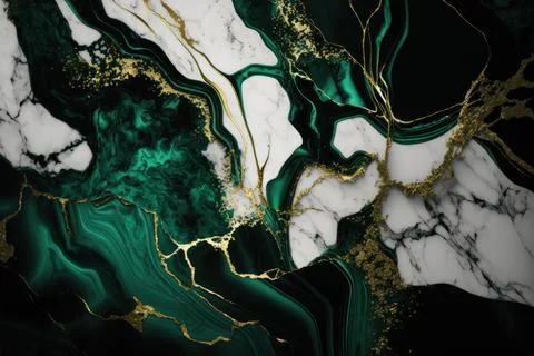 Abstract marbled texture dark green and white marble with golden veins arti.. 스톡 일러스트