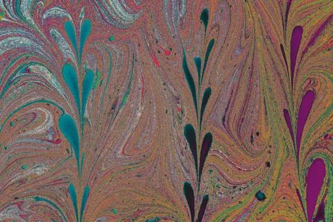 Abstract marbling floral pattern for fabric,tile design. background texture Stock Illustration