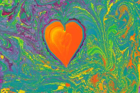 Abstract marbling heart pattern for fabric, design. Creative marbling backgro Illustrazione stock