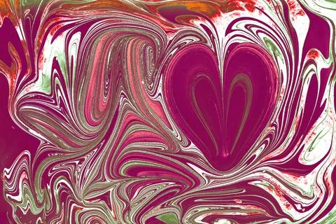 Abstract marbling heart pattern for fabric, tile design. background . Abstrac Stock Illustration