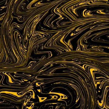 Abstract marbling pattern for fabric, design. Black and yellow background. Stock Illustration