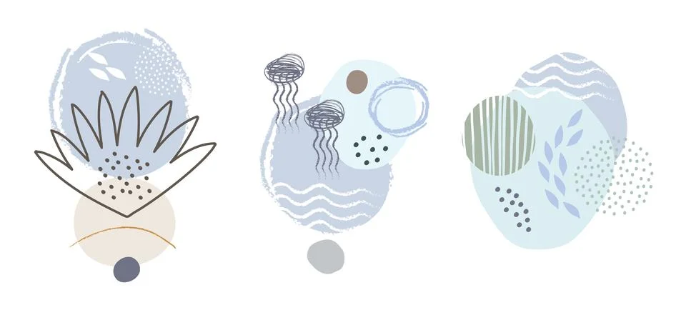 Abstract marine graphic bundle vector illustration Stock Illustration
