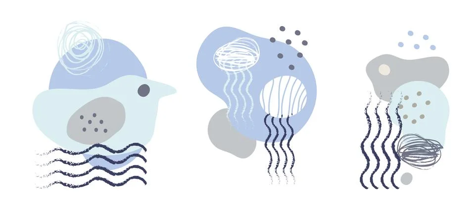 Abstract marine graphic vector set of illustrations Stock Illustration