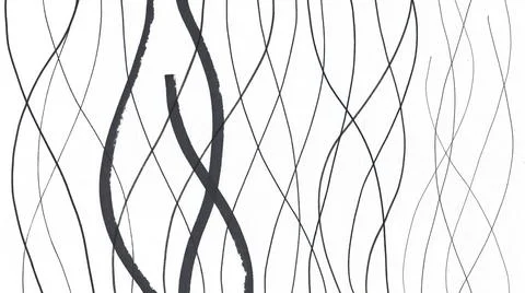 Abstract Marker Hand Drawn Background Texture. Black Waves on White backgroun Stock Illustration