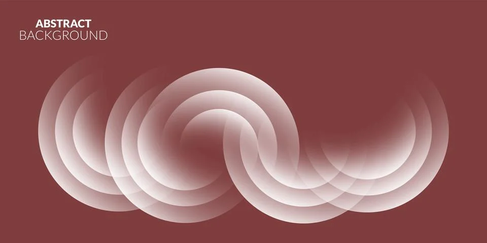 Abstract Maroon Background with White Glowing Overlapping Circles and Wave Shape Illustrazione stock