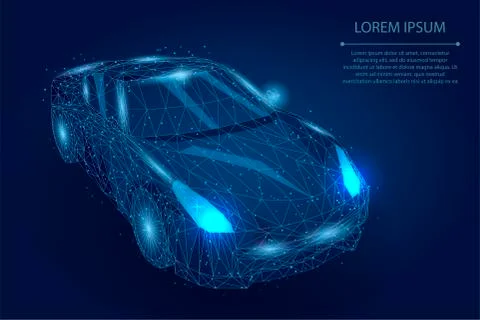 Abstract mash line and point high speed motion polygonal car Illustrazione stock