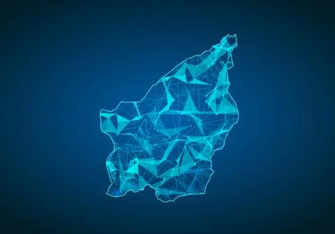 Abstract mash line and point scales on dark background with map of san Marino Stock Illustration