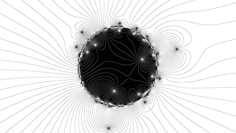 Abstract Mask With Fine Magnetic Fields Planetary Magnetosphere Warped Lines Video stock 143913672